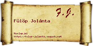 Fülöp Jolánta névjegykártya